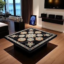 Black Marble Inlay Table Top